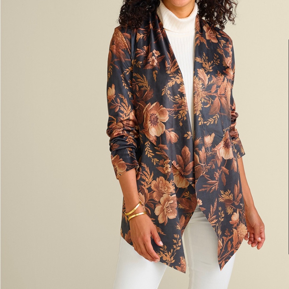 Shape Drape Faux Suede Jacket Floral Multi size Small